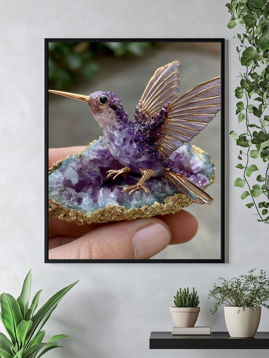 Amethyst Hummingbird Photography Poster. — room view 4