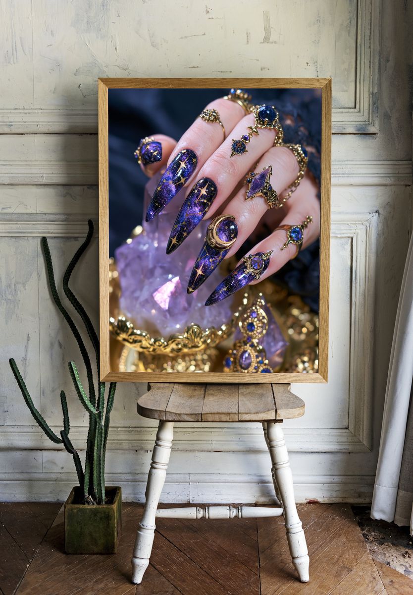 Celestial Nail Art Photography Poster. room preview