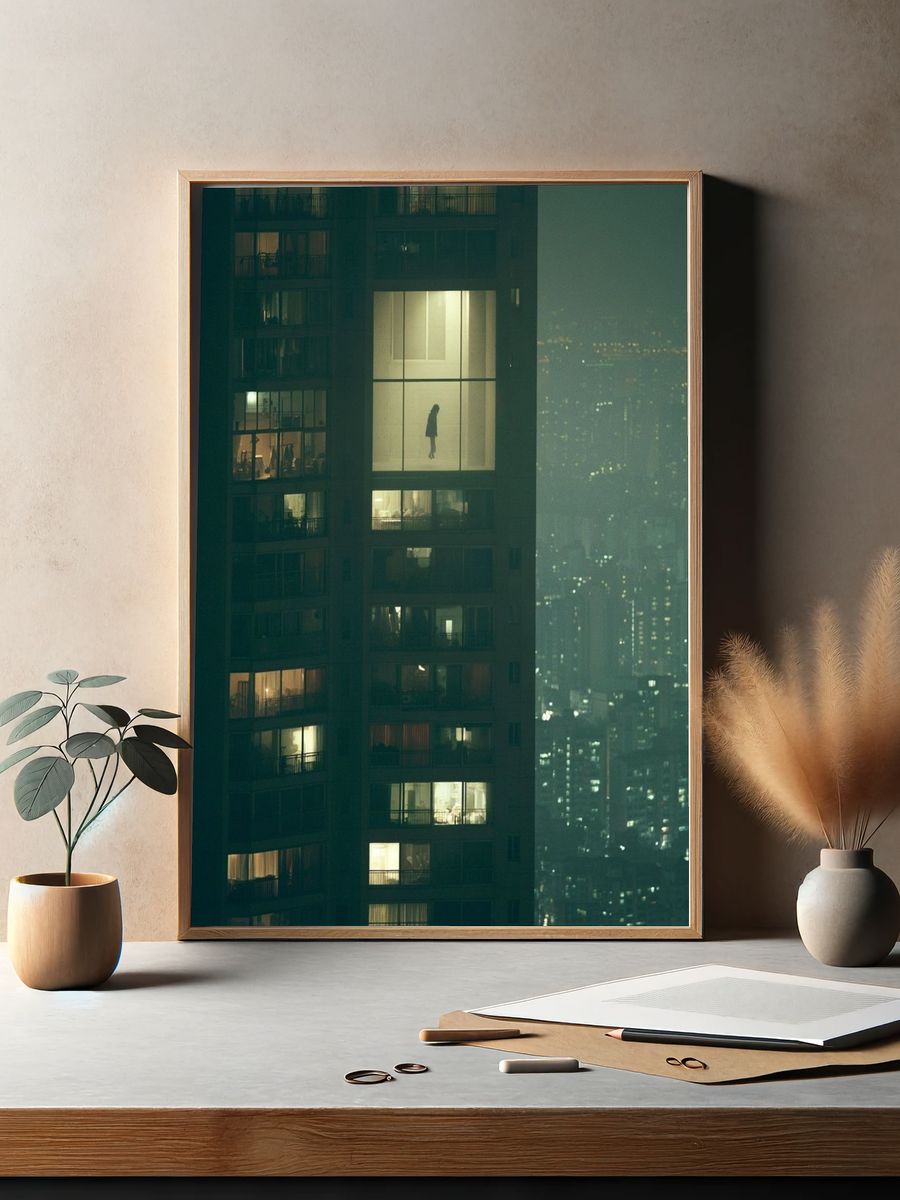 Night City Apartment Window Poster. — room view 2