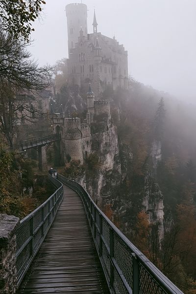 Foggy Castle Bridge Photography Poster. poster