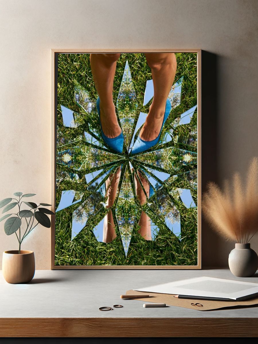 Mirror Grass Reflection Photography Poster. — room view 2