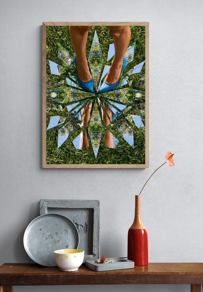 Mirror Grass Reflection Photography Poster. — room view 3
