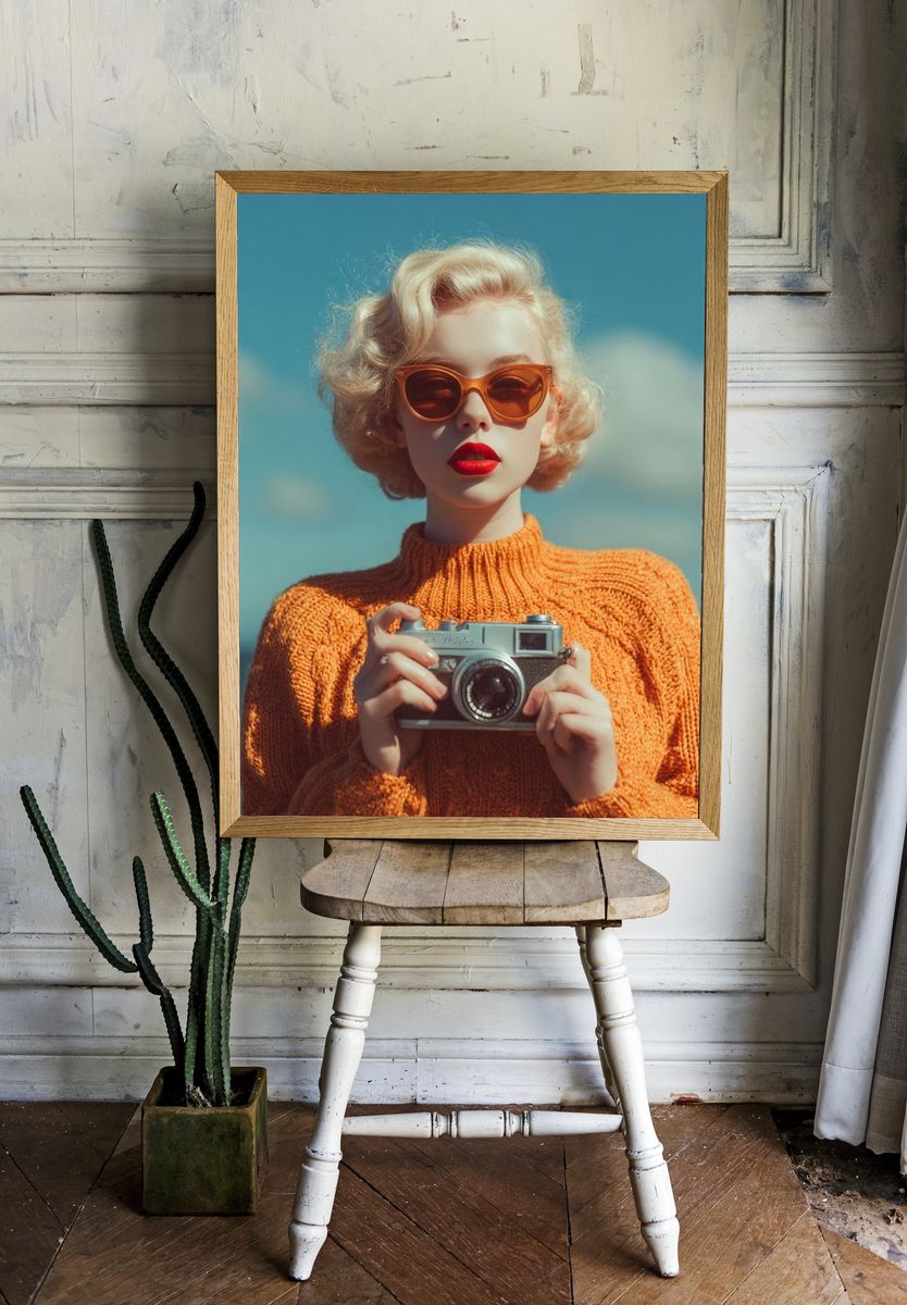 Retro Camera Portrait Photography Poster. room preview