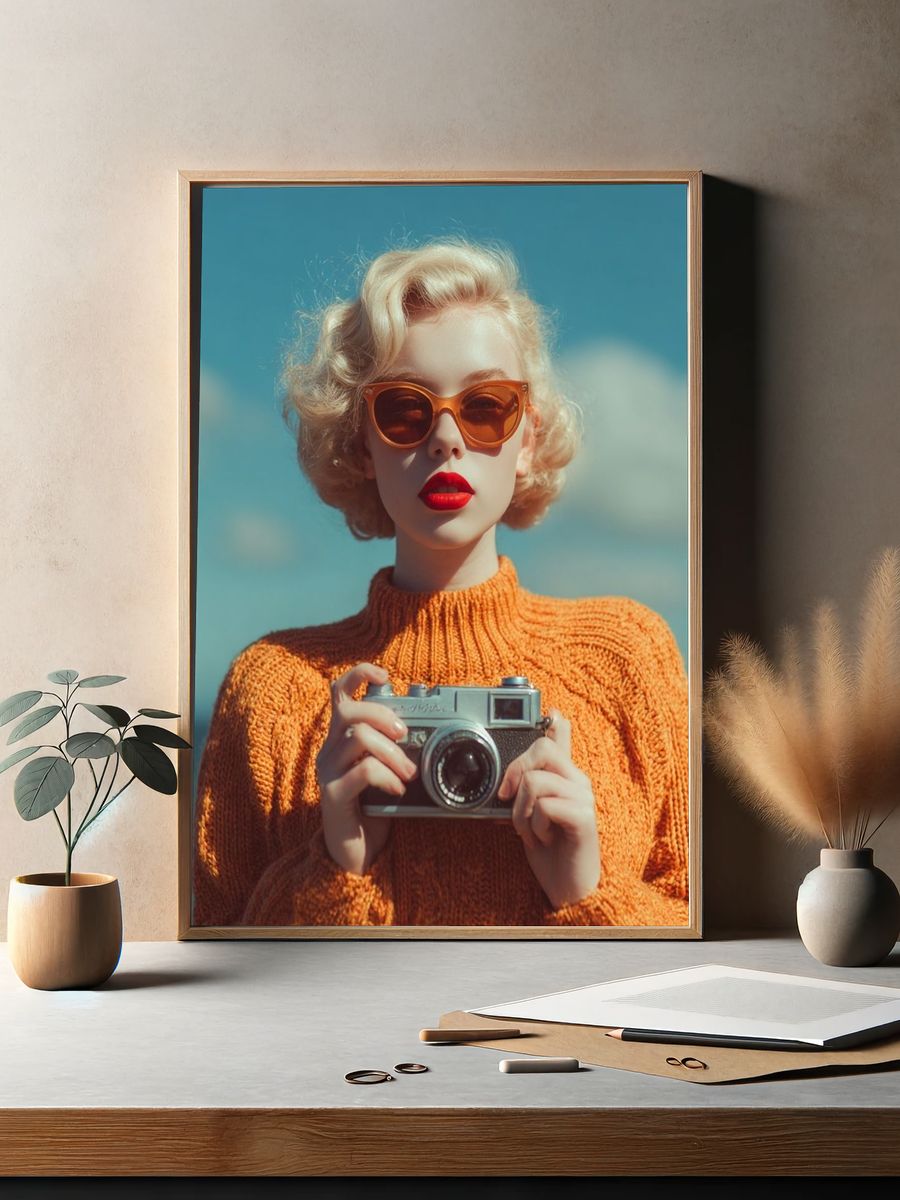 Retro Camera Portrait Photography Poster. — room view 2