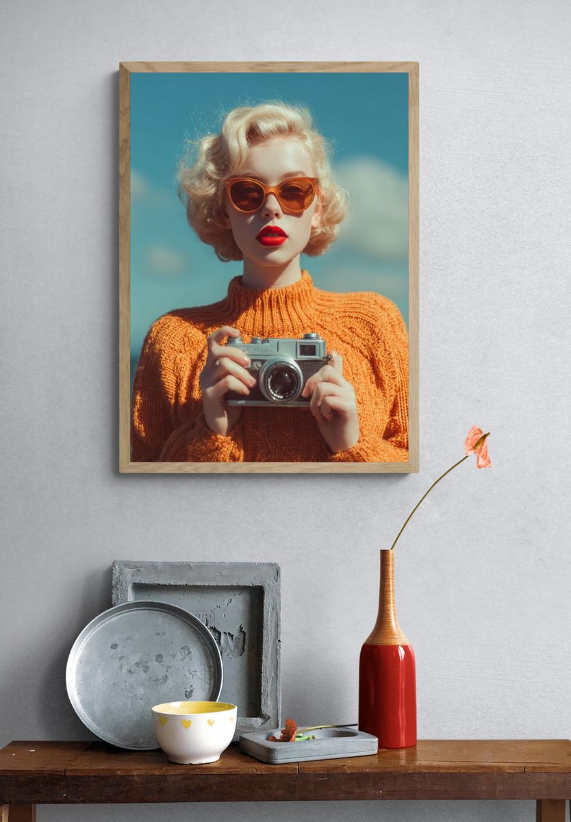 Retro Camera Portrait Photography Poster. — room view 3