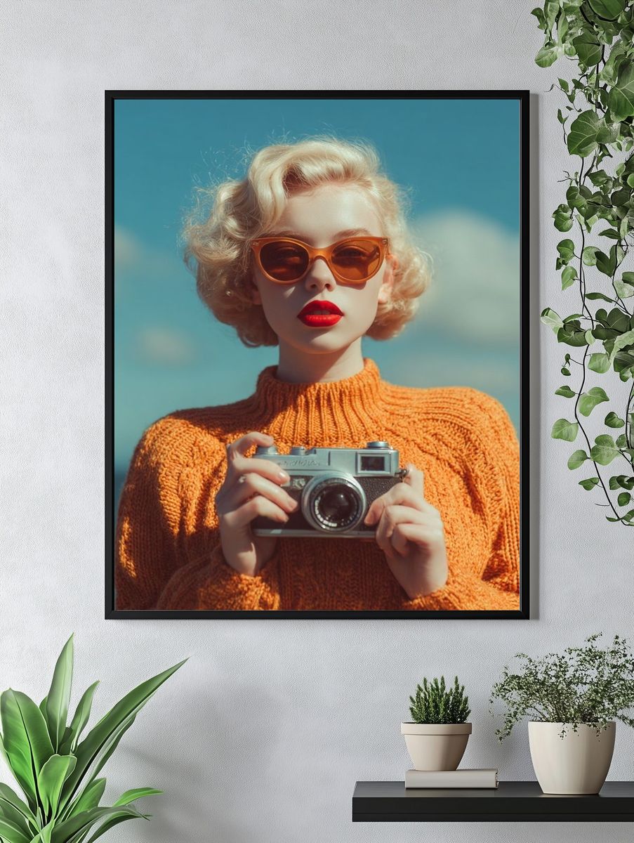 Retro Camera Portrait Photography Poster. — room view 4