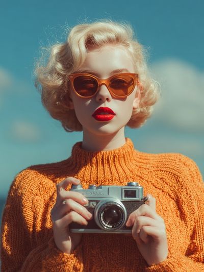 Retro Camera Portrait Photography Poster.