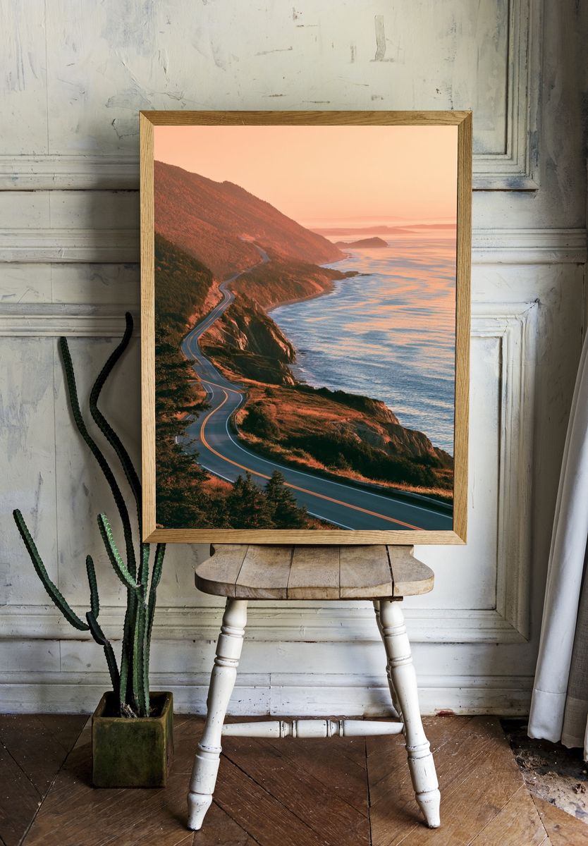 Coastal Sunset Roadscape Print. — room view 1