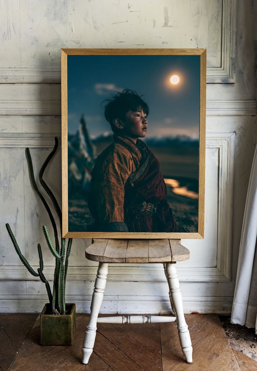 Moonlit Child Portrait Print. room preview
