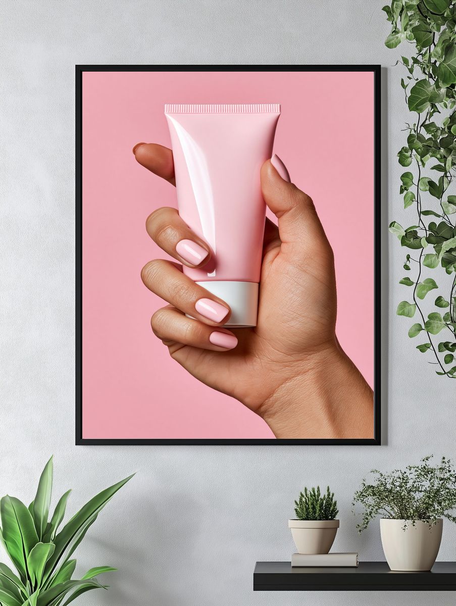 Pink Skincare Hand Photography Poster. — room view 4
