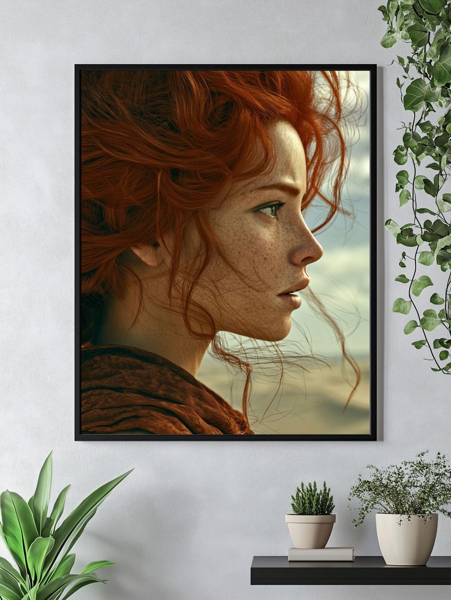Red-Haired Woman Portrait Print. — room view 4