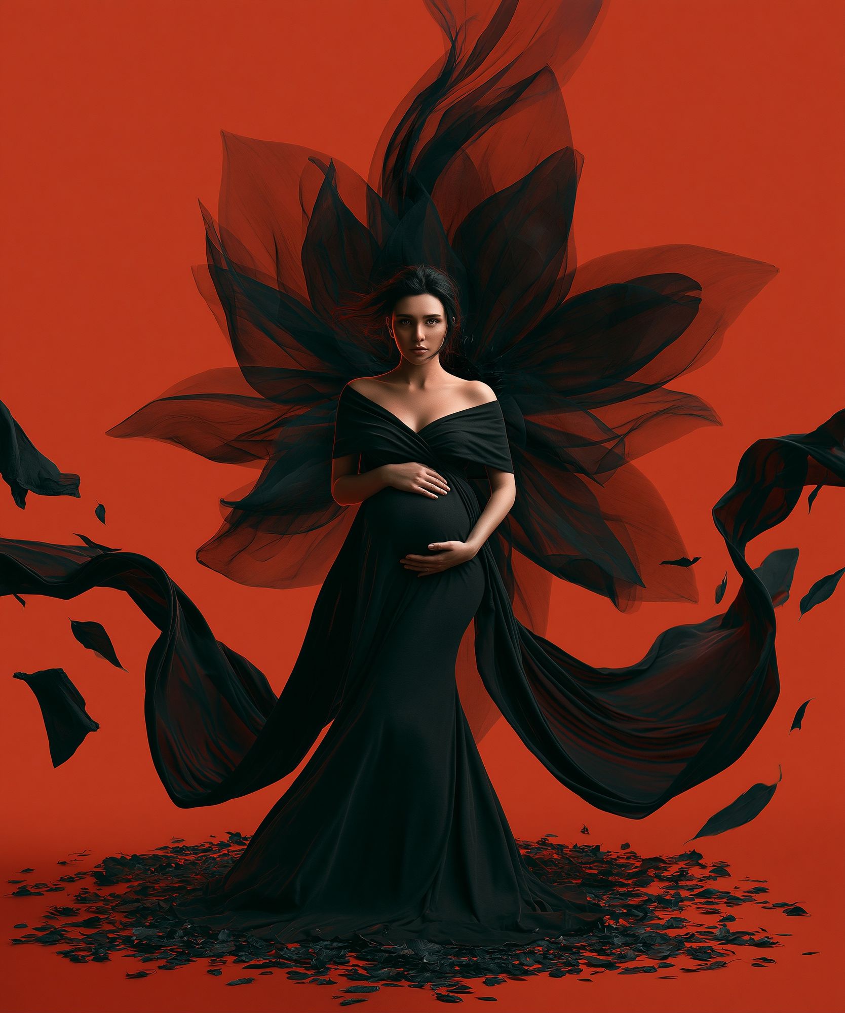 Crimson Veil Portrait Print. poster — photography art