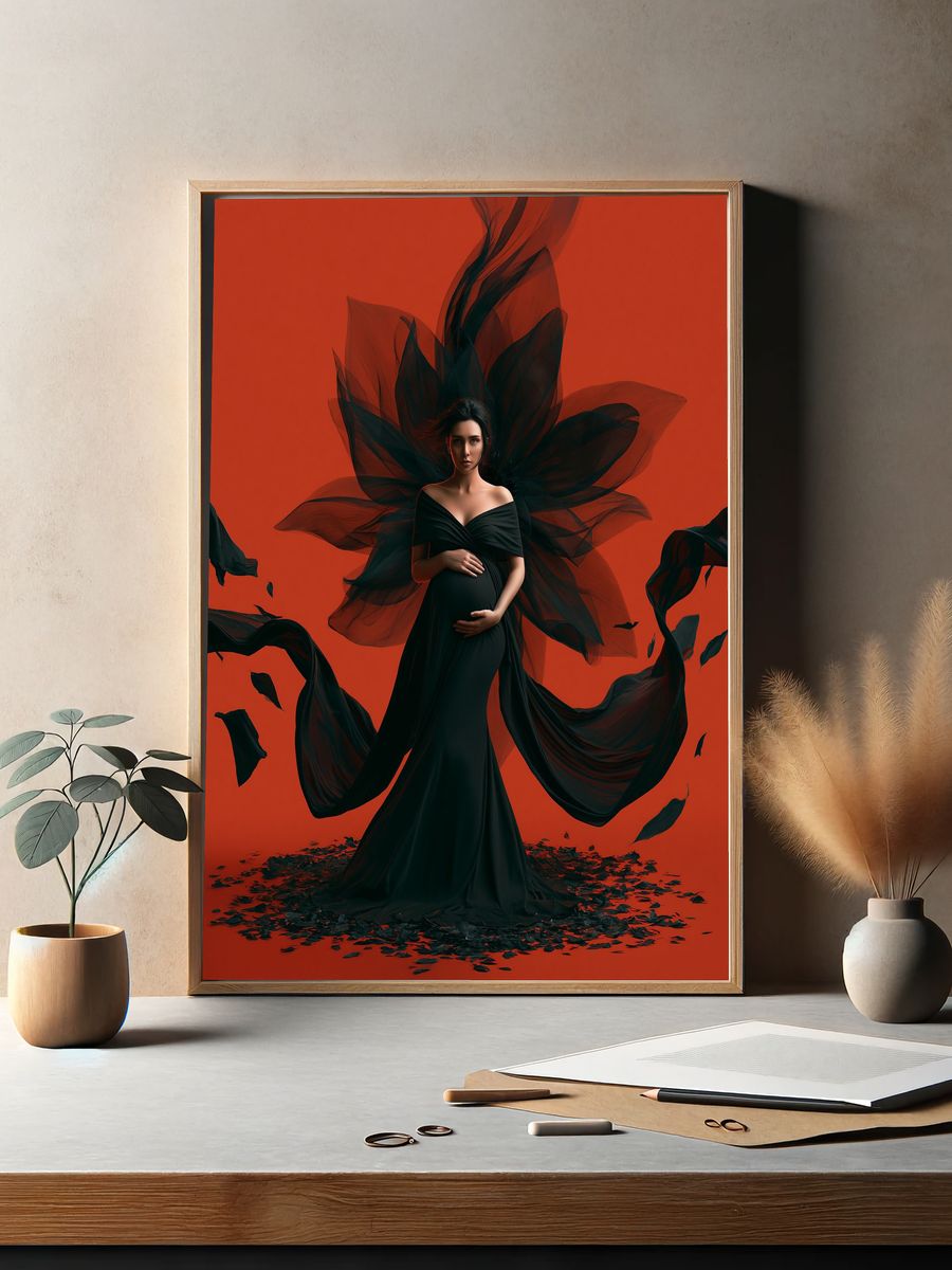 Crimson Veil Portrait Print. — room view 2