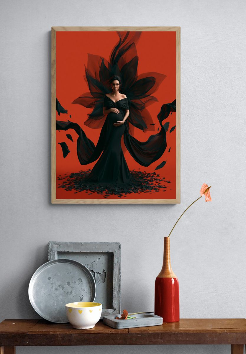 Crimson Veil Portrait Print. — room view 3