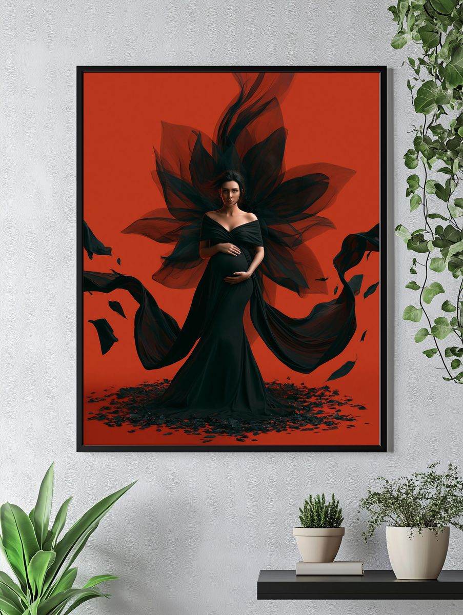 Crimson Veil Portrait Print. — room view 4