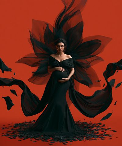 Crimson Veil Portrait Print. poster