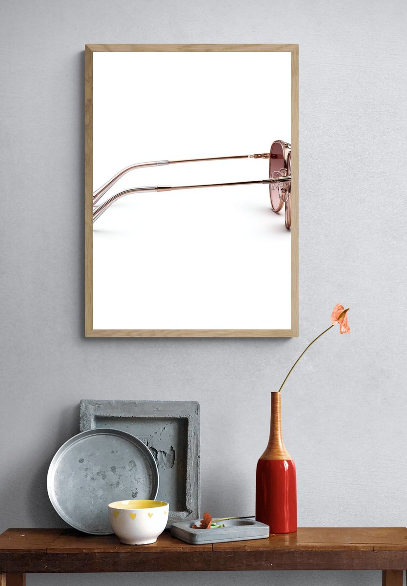 Rose Gold Sunglasses Photography Poster. — room view 3