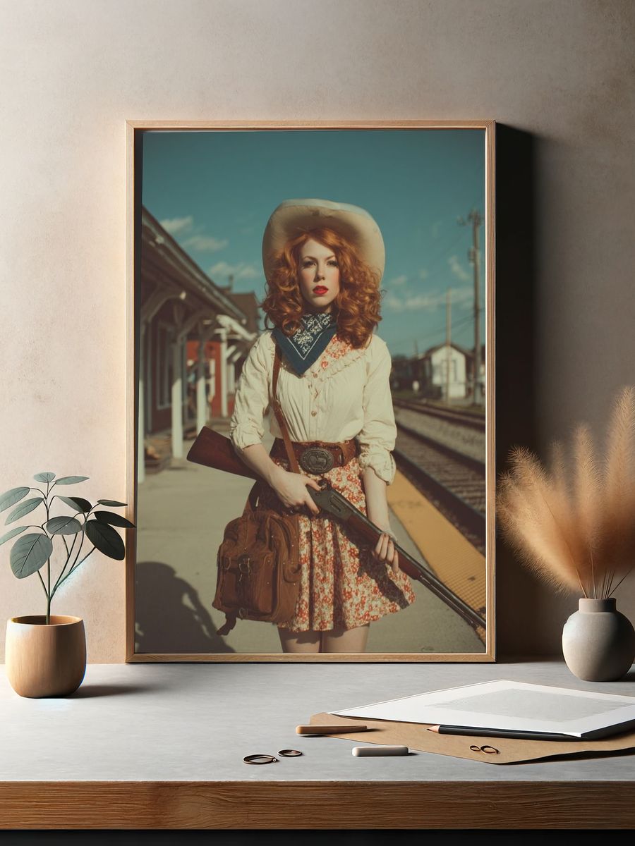 Cowgirl Portrait Photography Poster. — room view 2