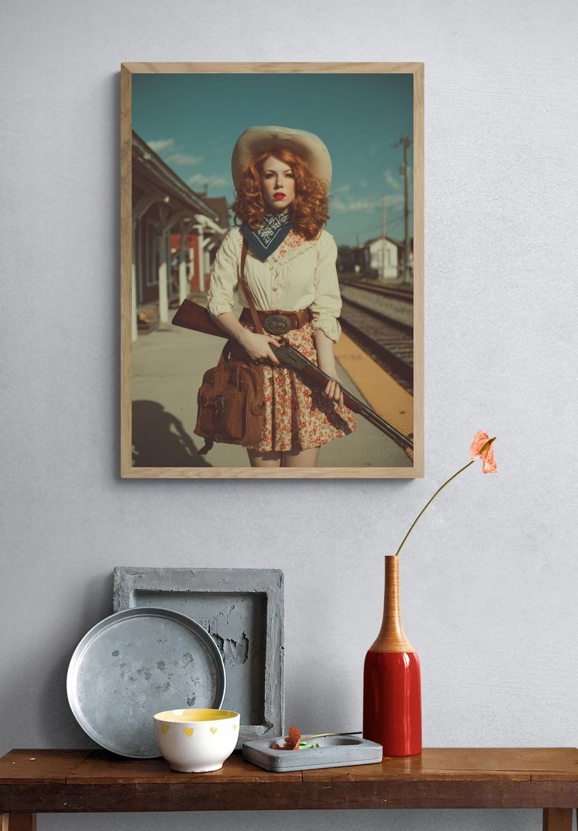Cowgirl Portrait Photography Poster. — room view 3