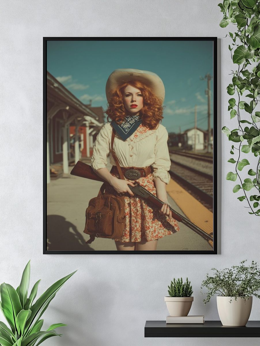 Cowgirl Portrait Photography Poster. — room view 4