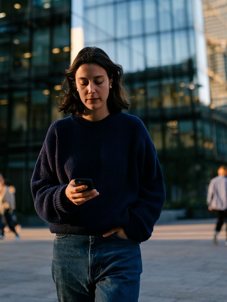 Urban Woman with Phone Photography Poster. poster — photography art