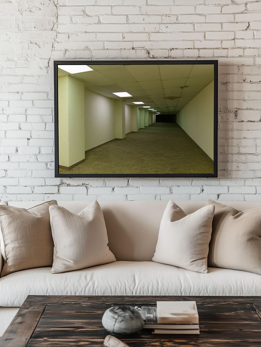 Backrooms Corridor Photography Poster. room preview