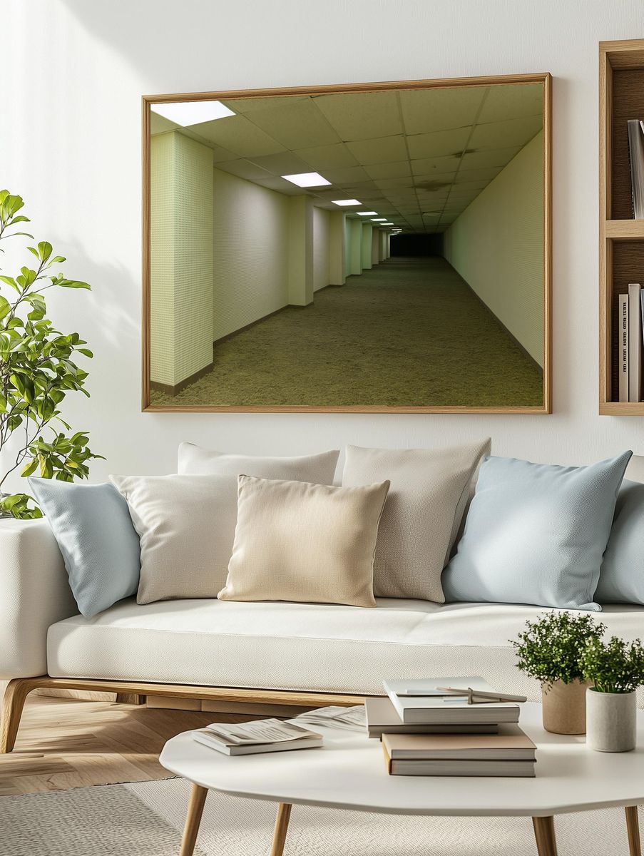 Backrooms Corridor Photography Poster. — room view 2