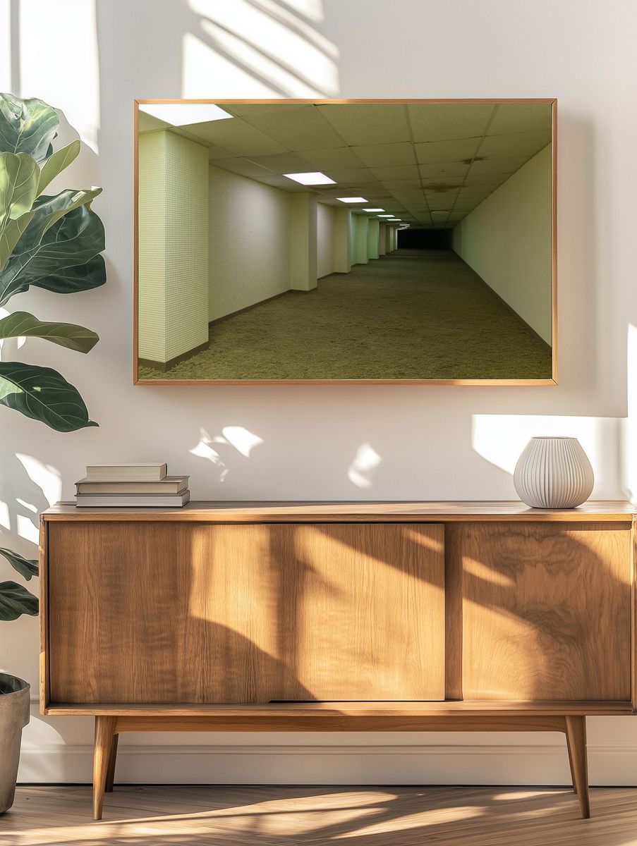 Backrooms Corridor Photography Poster. — room view 3