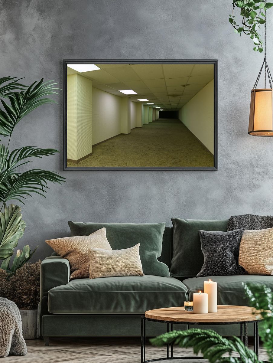 Backrooms Corridor Photography Poster. — room view 4