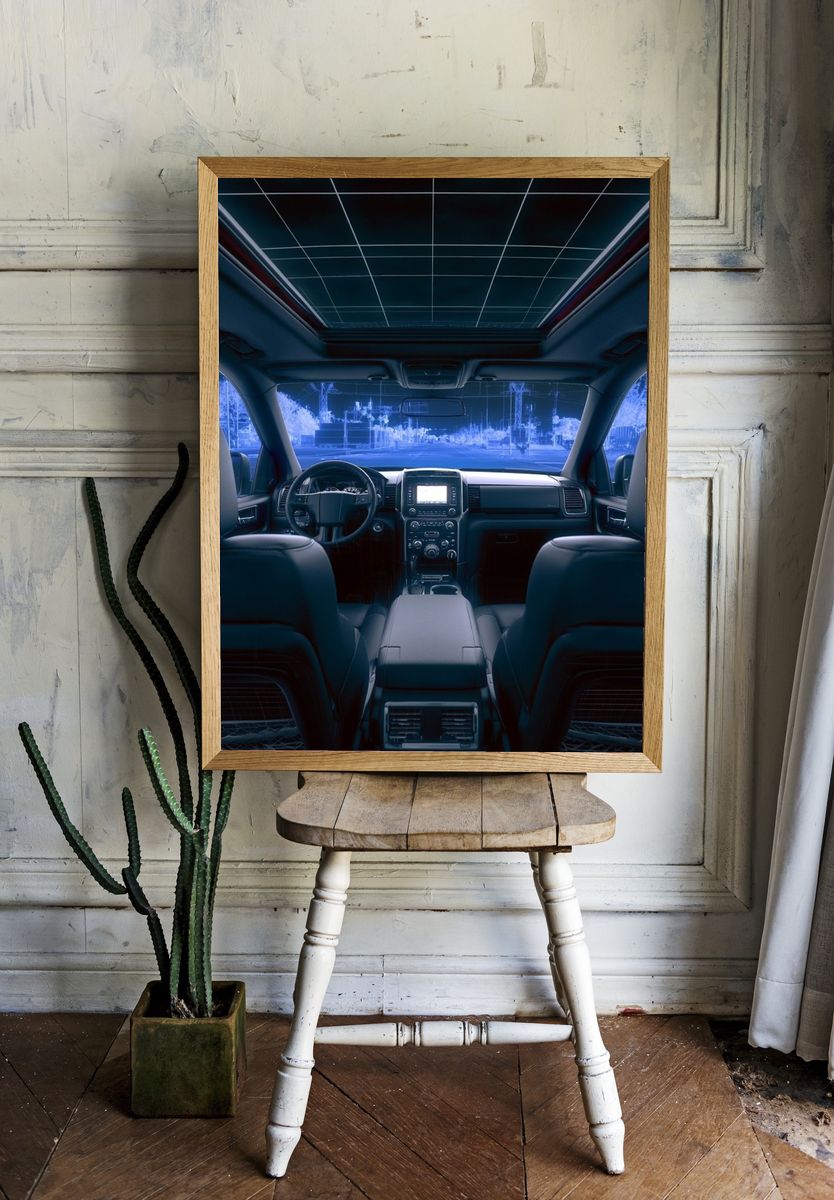 Neon Car Interior Photography Poster. room preview
