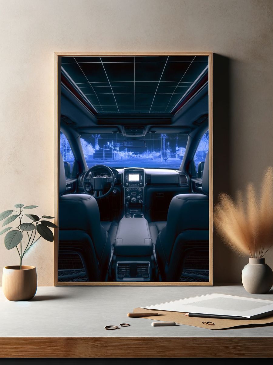 Neon Car Interior Photography Poster. — room view 2