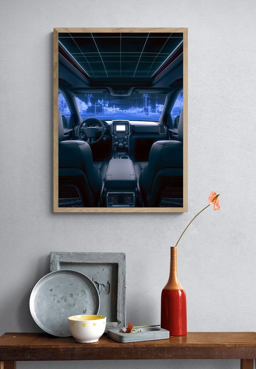 Neon Car Interior Photography Poster. — room view 3