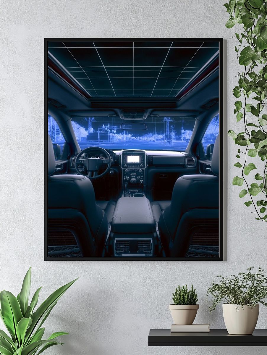 Neon Car Interior Photography Poster. — room view 4