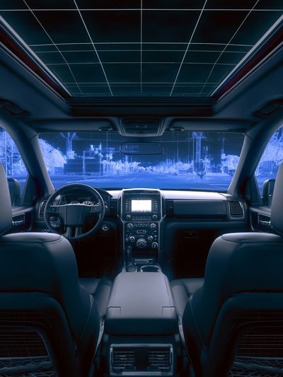 Neon Car Interior Photography Poster.