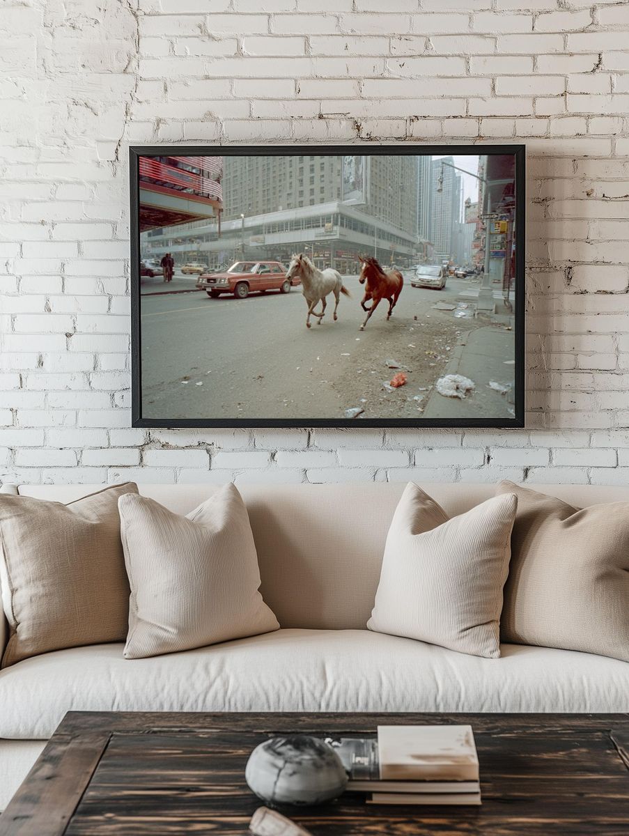 Urban Horses Street Photography Poster. — room view 1