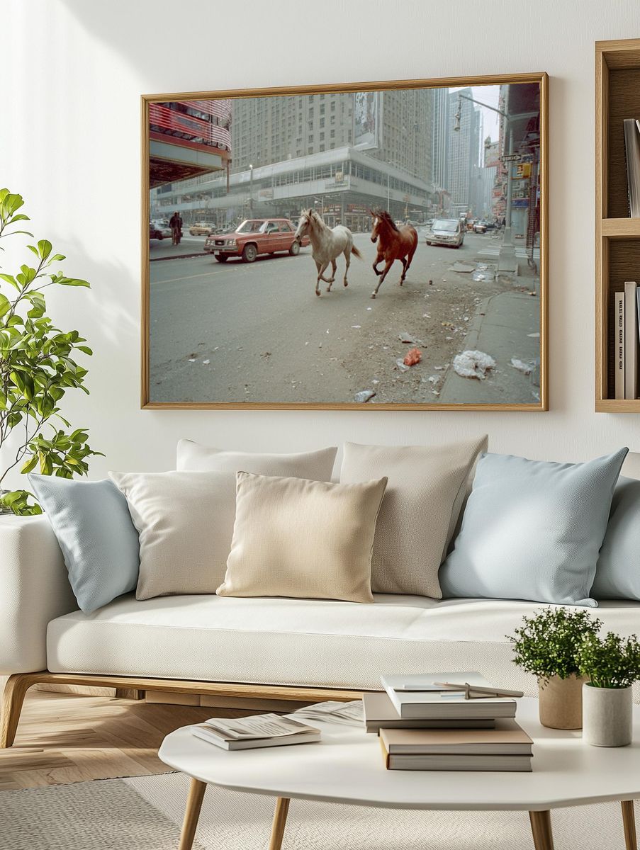 Urban Horses Street Photography Poster. — room view 2