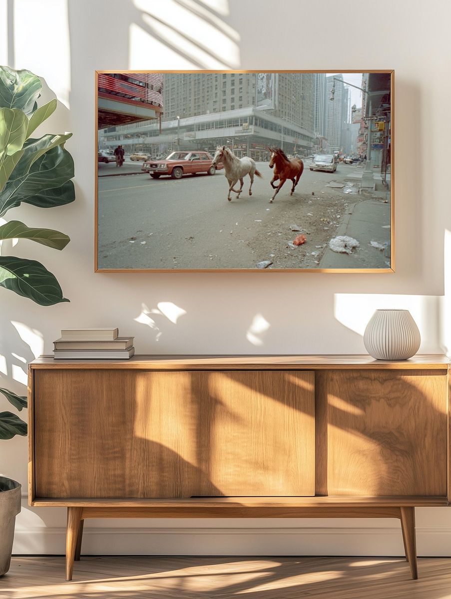Urban Horses Street Photography Poster. — room view 3