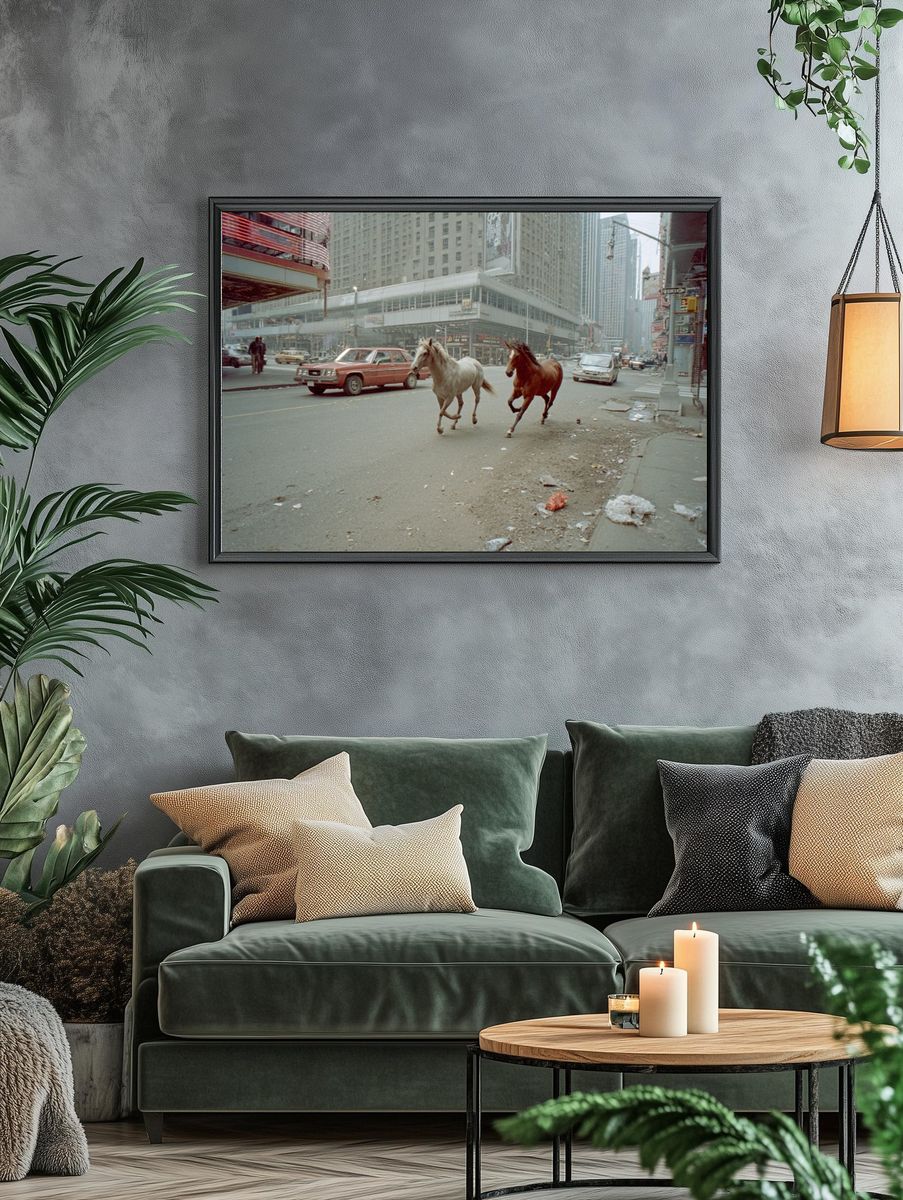 Urban Horses Street Photography Poster. — room view 4