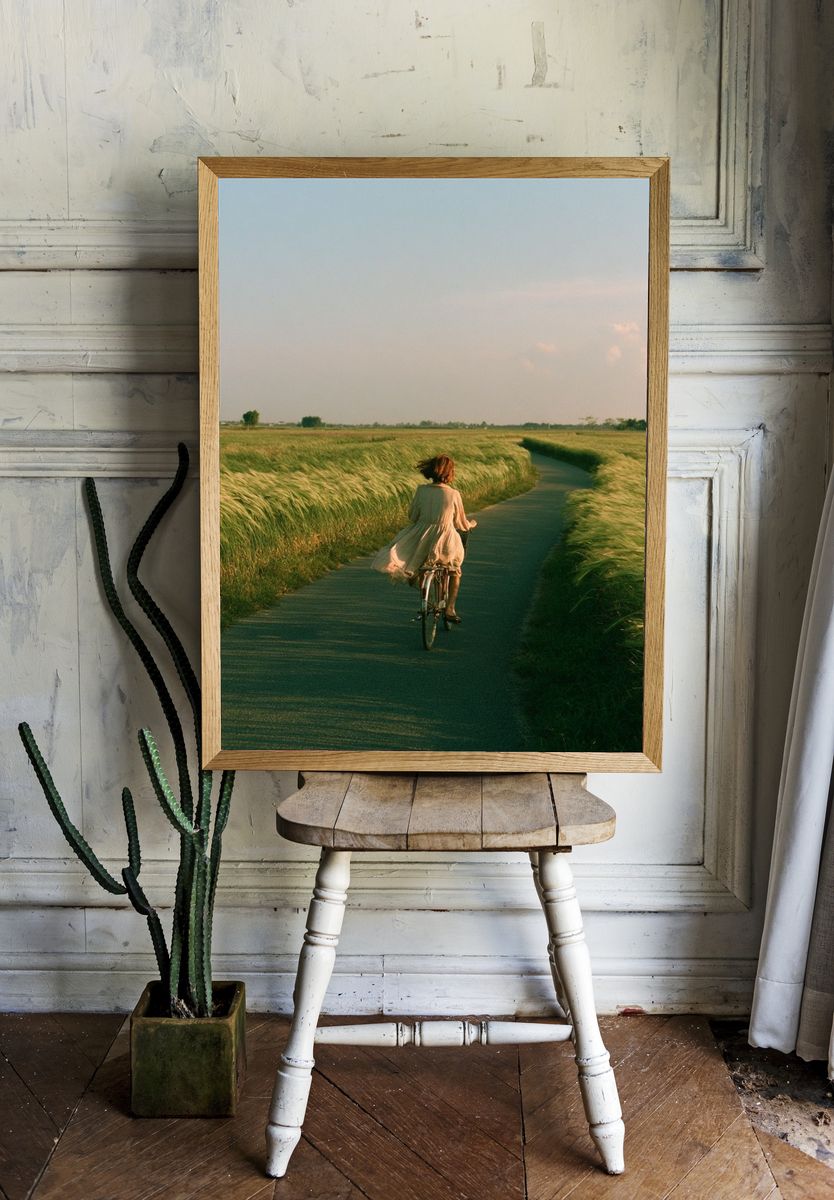 Cycling Through the Meadow Photography Poster. — room view 1