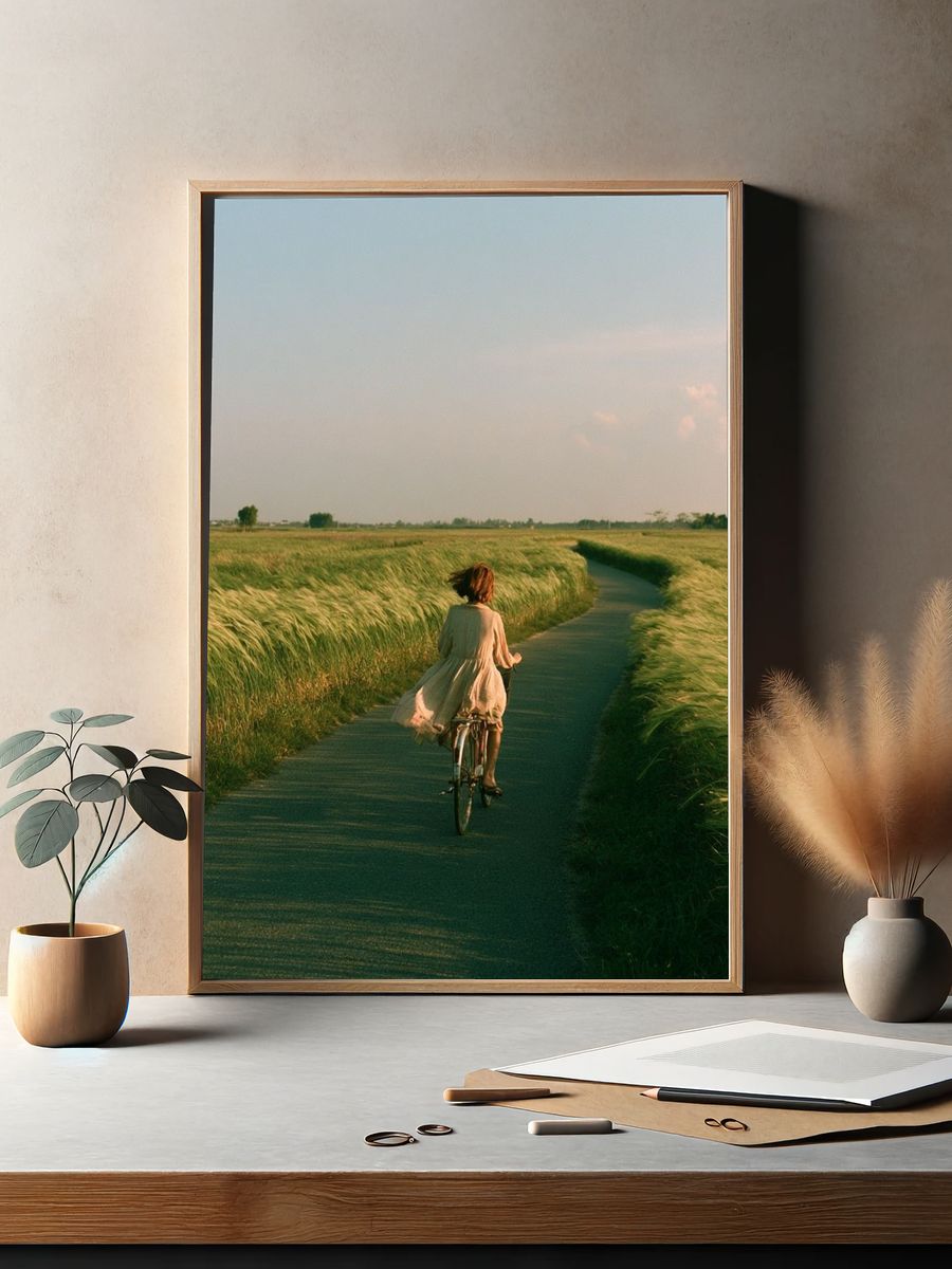 Cycling Through the Meadow Photography Poster. — room view 2