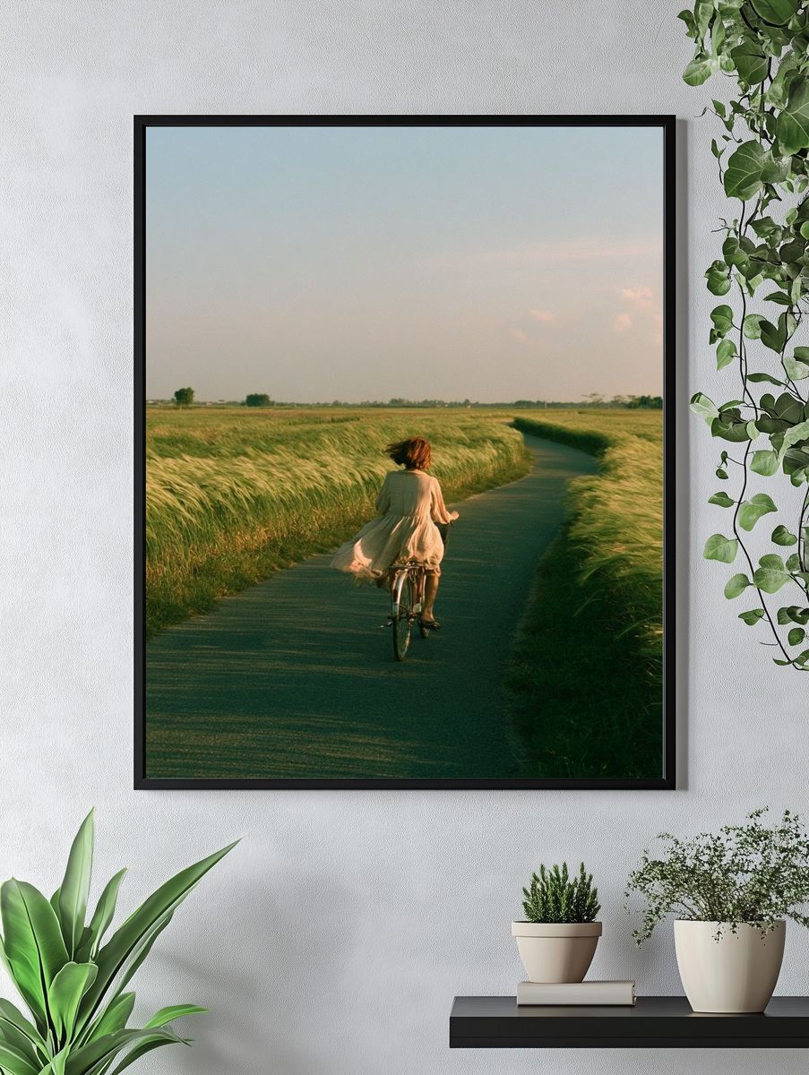 Cycling Through the Meadow Photography Poster. — room view 4