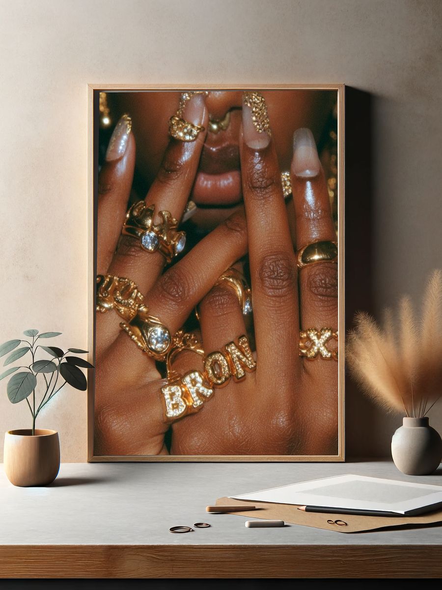 Gold Rings Portrait Poster. — room view 2