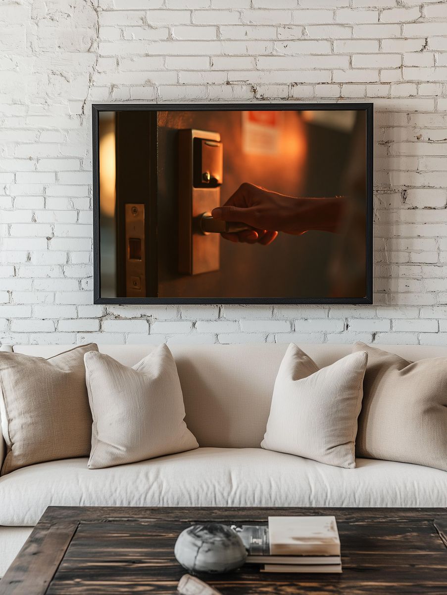 Warm Door Handle Photography Poster. — room view 1