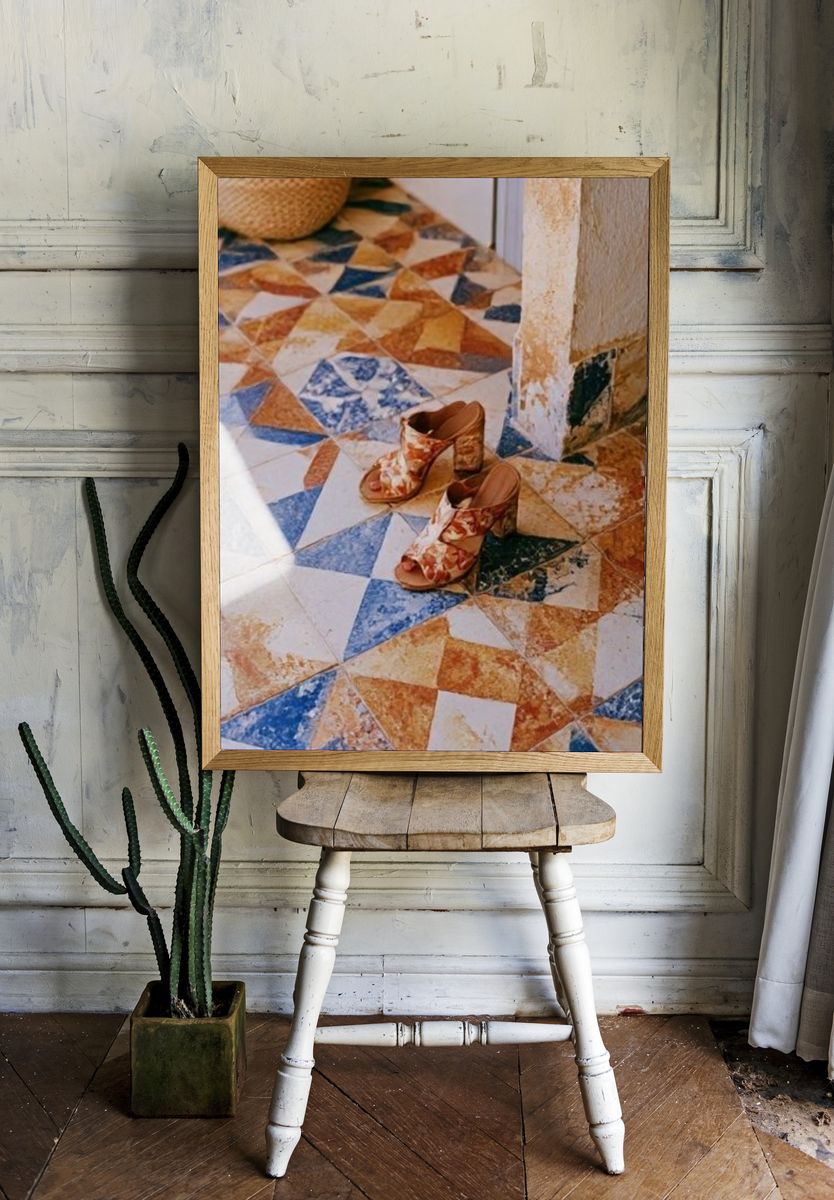 Patterned Mules Photography Poster. room preview