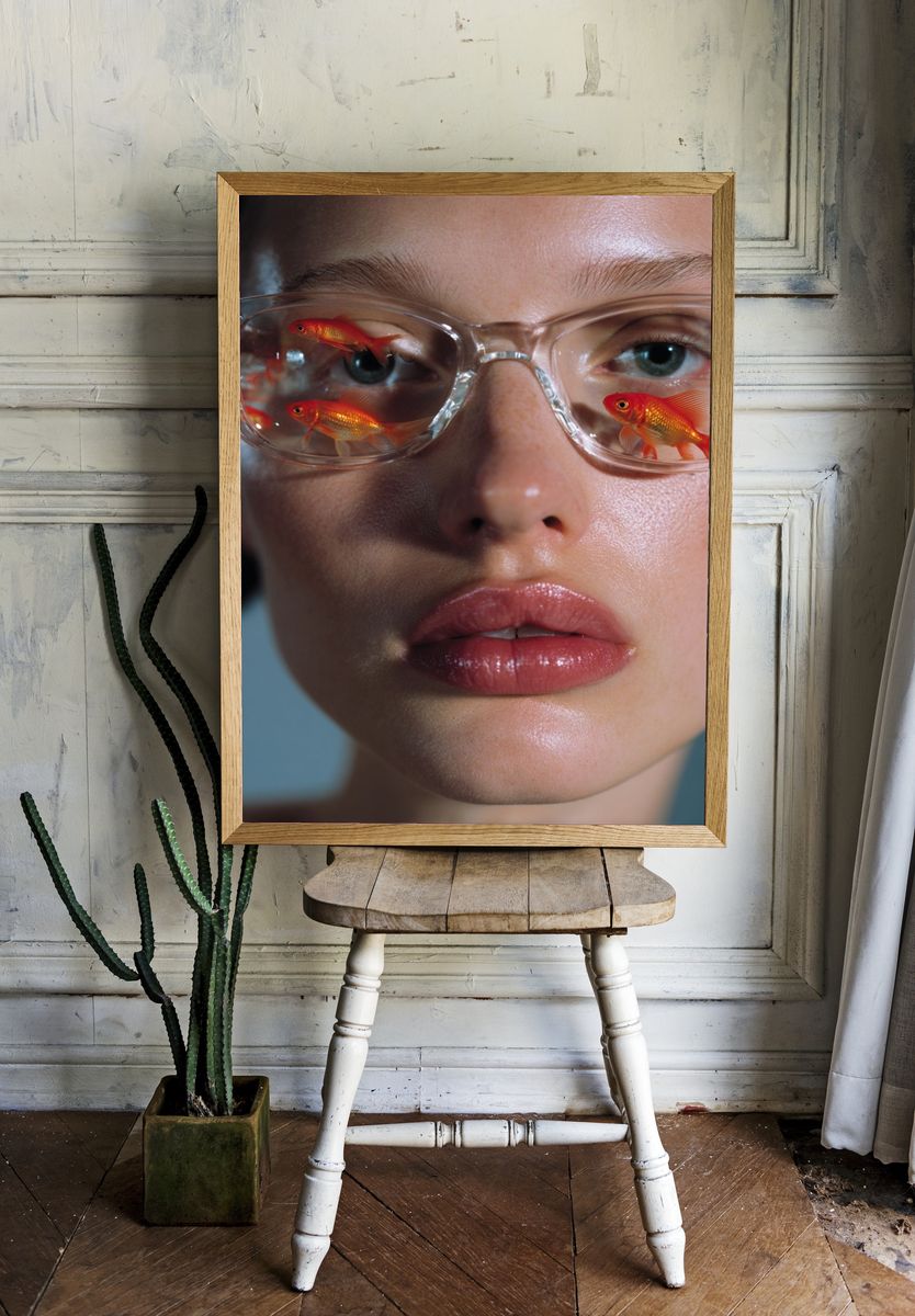 Goldfish Portrait Photography Poster. room preview