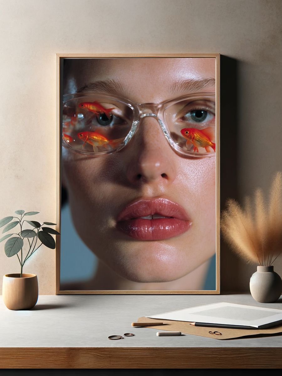 Goldfish Portrait Photography Poster. — room view 2