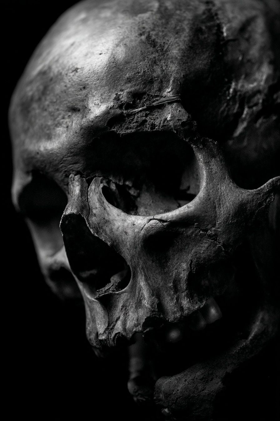 Human Skull Black-White Poster. poster detail