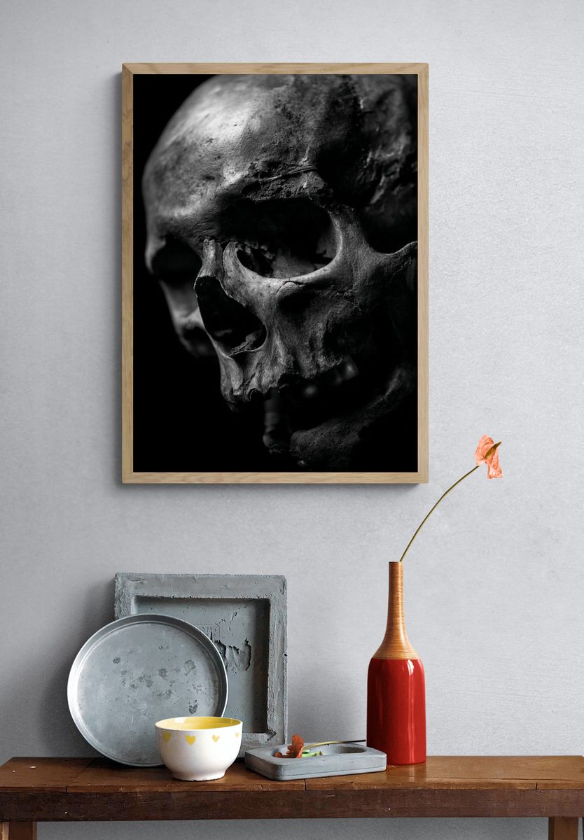 Human Skull Black-White Poster. — room view 3