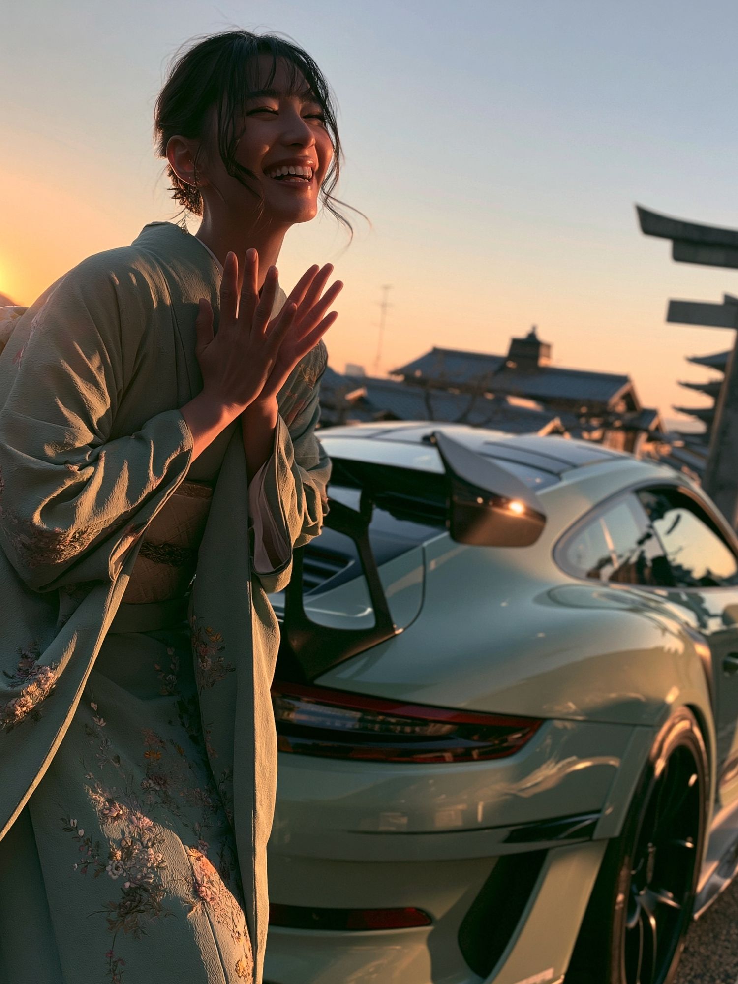 Sunset Kimono Portrait Photography Poster. poster — photography art