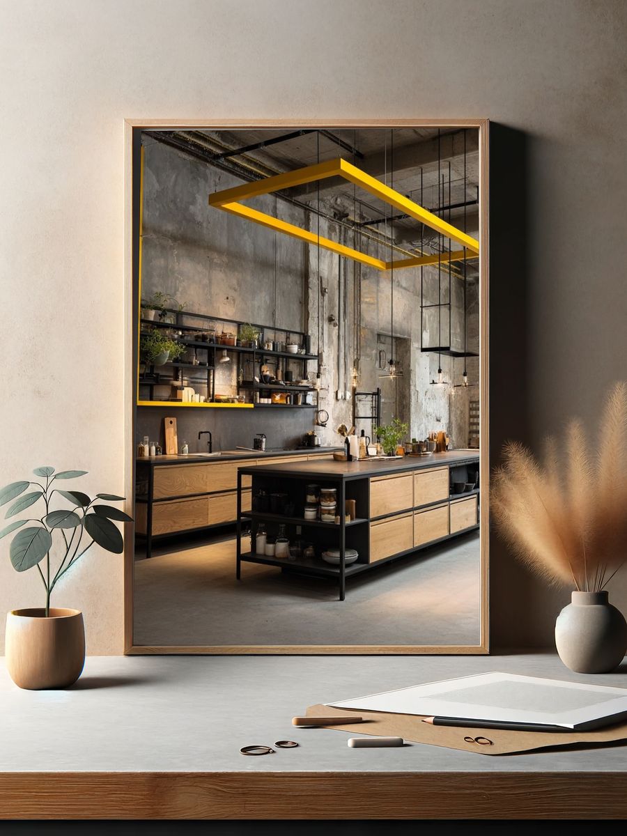Industrial Loft Kitchen Photography Poster. — room view 2